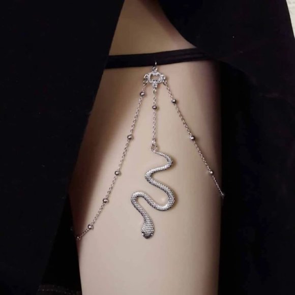 Silver Snake Leg Chain for Women Thigh Chain For Girls - Picture 2 of 4